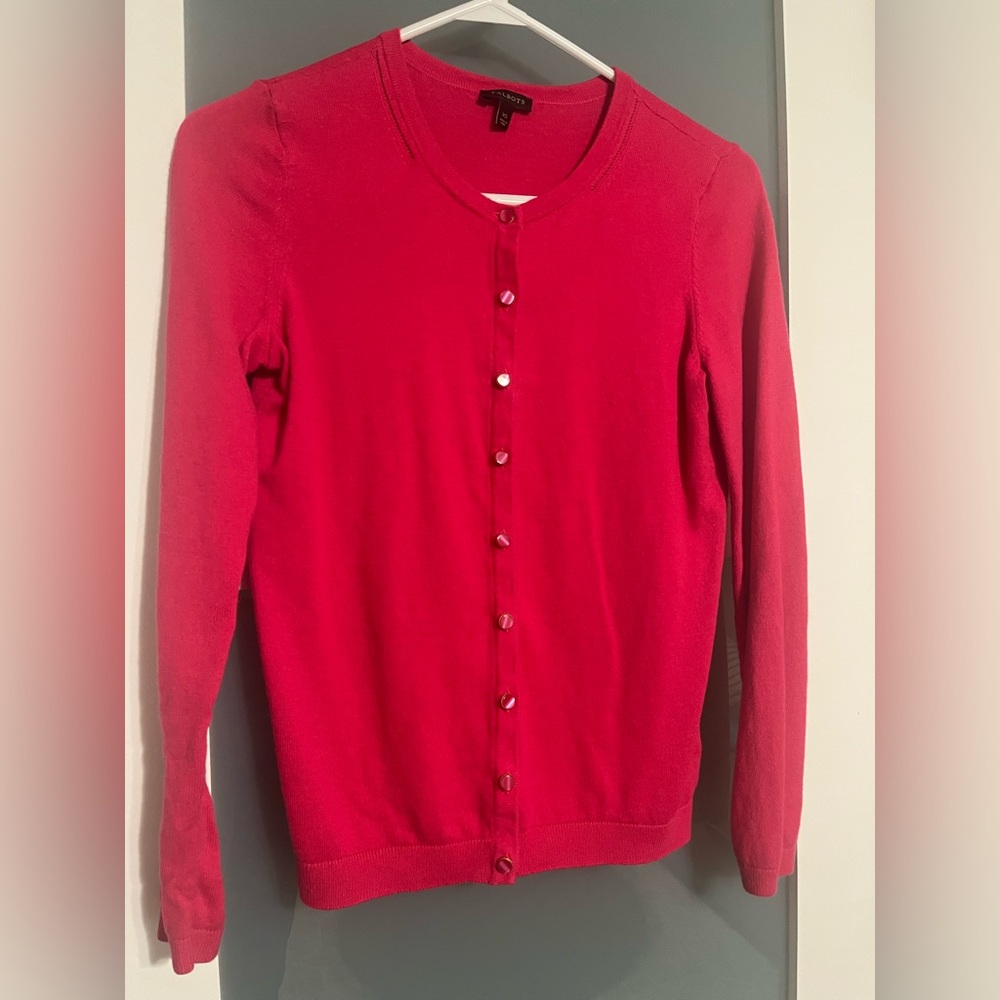 Talbots hot‎ pink cardigan XS